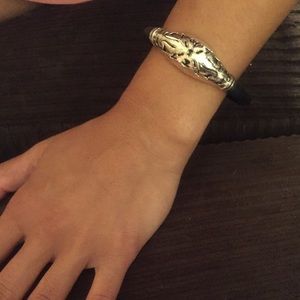 Sterling Silver and rubber bracelet.